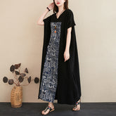 Vintage Ethnic Printed V-Neck Maxi Dress